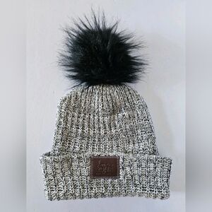 Love Your Melon Black & White Knit Pom Beanie